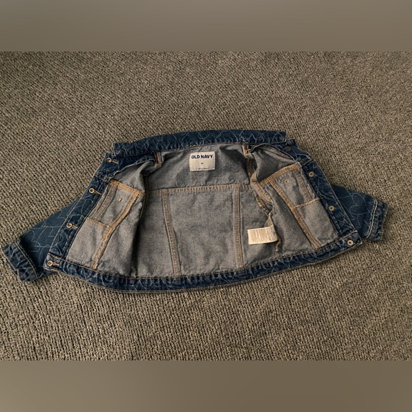 girls denim jacket 3T toddler Old Navy Kids Heart Patterned Blue Jean Jacket - Picture 7 of 16